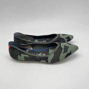Rothy's The Point Shoes Womens Size 7 Green Black Camouflage Flats Washable Eco